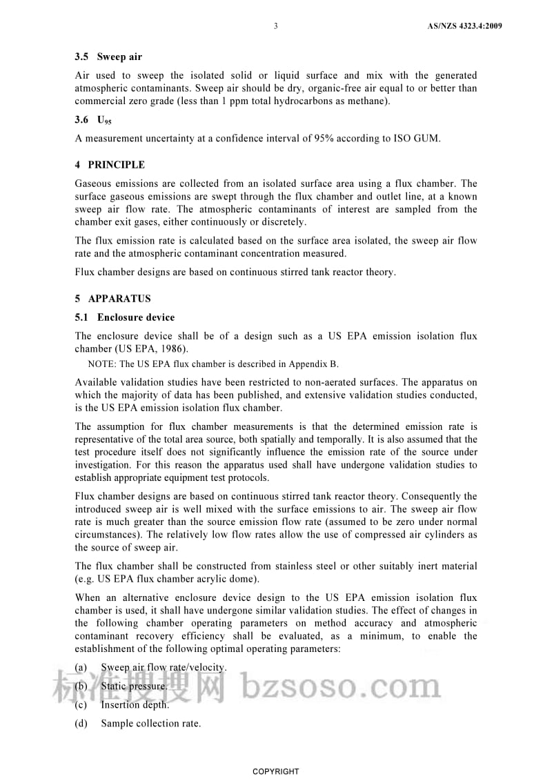 AS NZS 4323.4-2009 Stationary source emissions Method 4 Area source sampling—Flux chamber technique.pdf_第3页