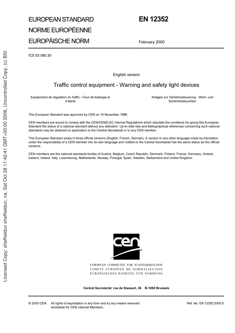 BS EN 12352-2000 Traffic control equipment. Warning and safety light devices.pdf_第3页