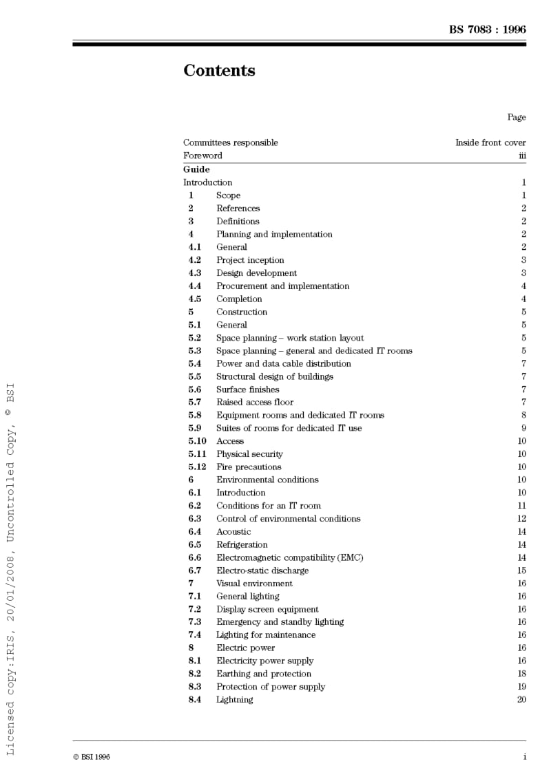 BS 7083-1996 The accommodation and operating environment for Information Technology(IT)equipment.pdf_第3页