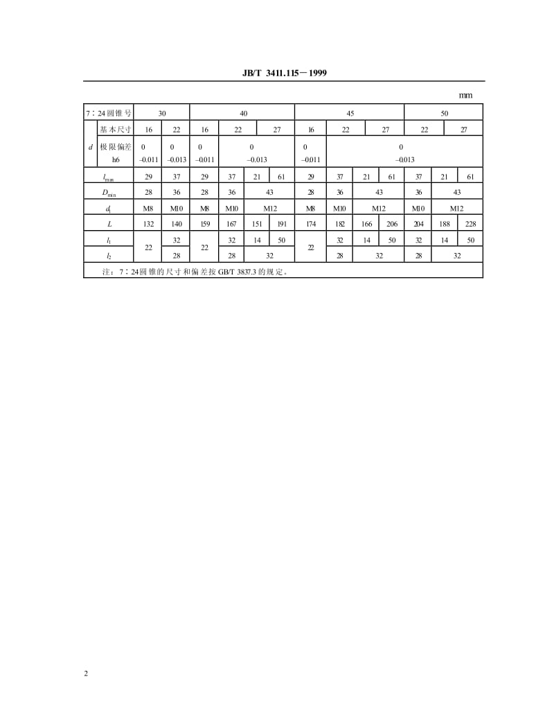 JB-T 3411.115-1999 7：24 锥柄带纵键端铣刀杆 尺寸.pdf.pdf_第3页