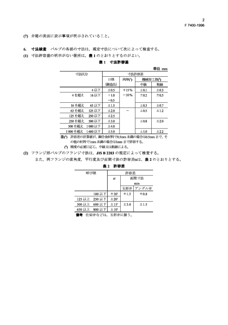 JIS F 7400-1996 造船.阀和旋塞.通用检验要求.pdf_第2页