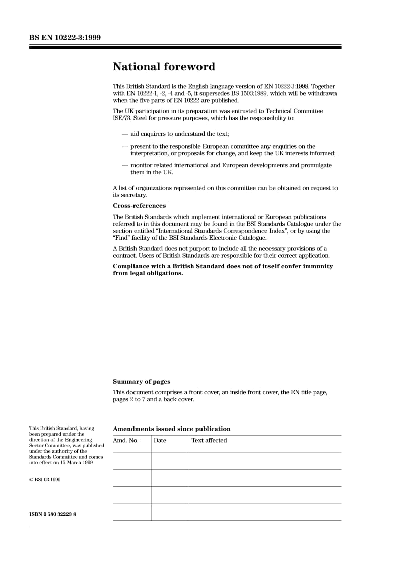 BS EN 10222-3-1999 压力用途的钢锻件第3部分：有规定低温特性的镍钢.pdf_第2页