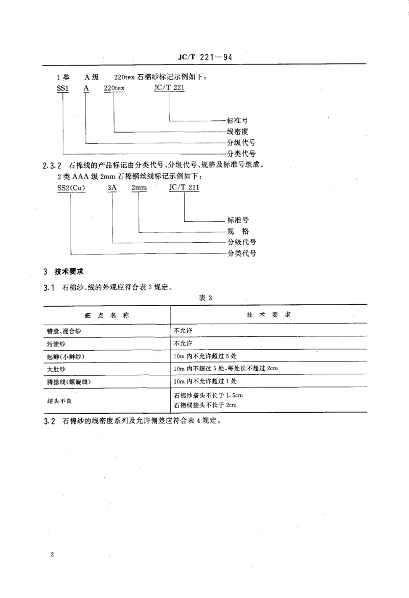 JC-T 221-1994 石棉纱、线.pdf.pdf_第3页