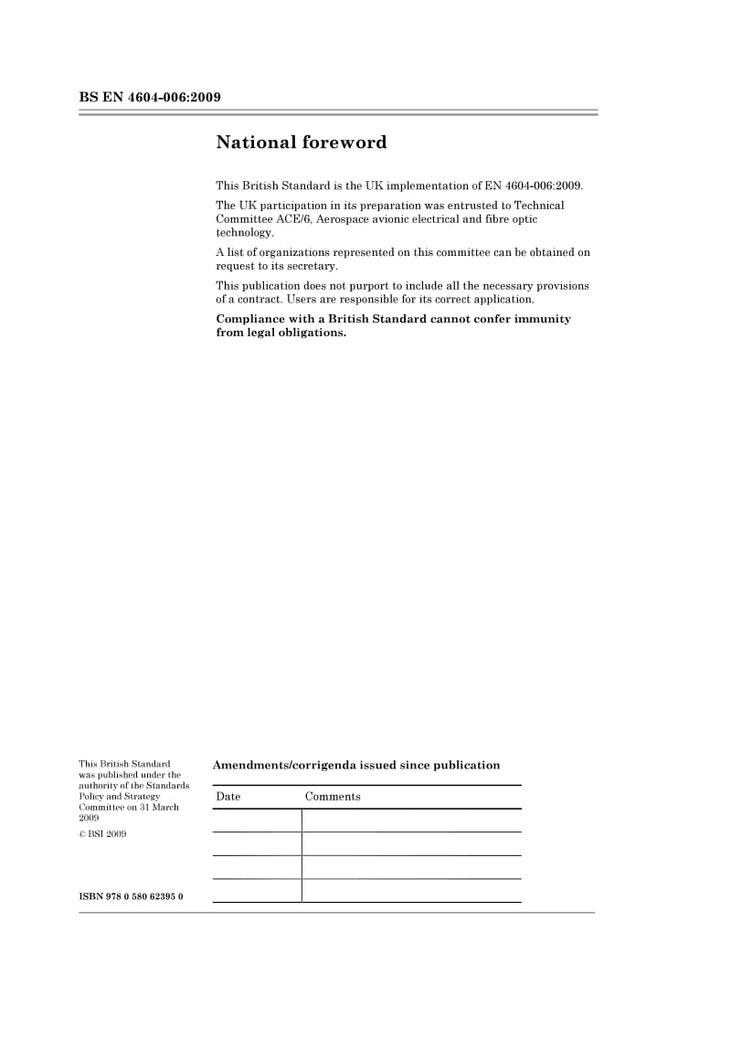 BS EN 4604-006-2009 航空航天系列.信号传输用电缆.WM型200℃同轴电缆.产品标准.pdf_第2页