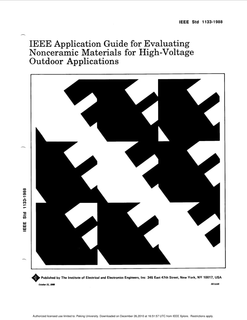 IEEE Std 1133-1988 IEEE Application Guide for Evaluating Non-ceramic Materials for High-Voltage Outdoor Applications.pdf_第1页