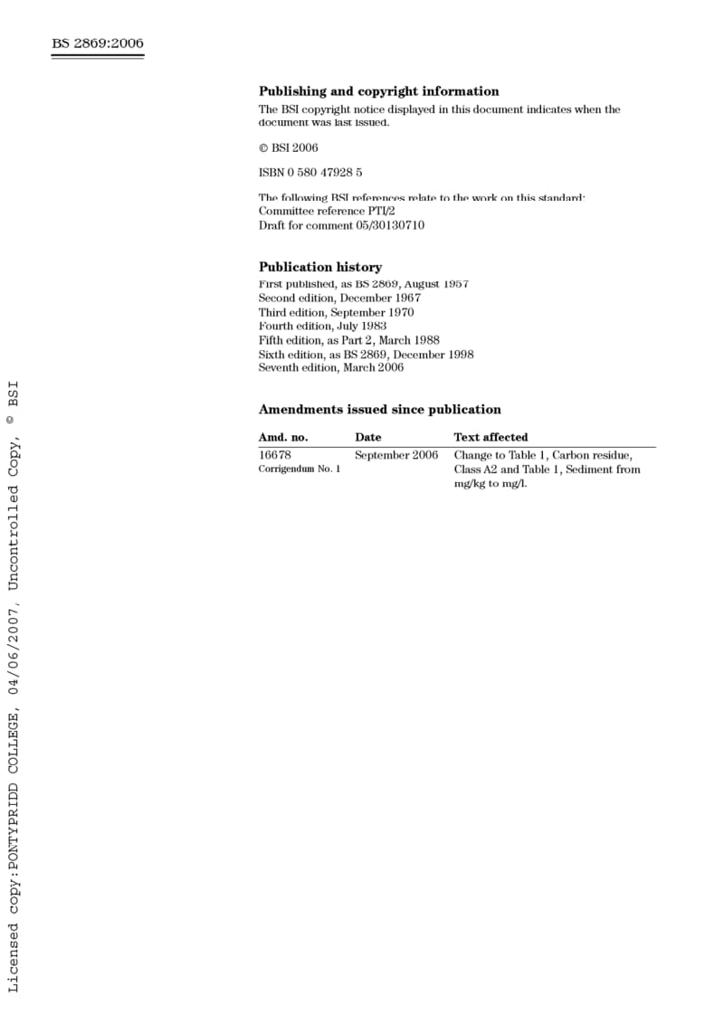 BS 2869-2006 Fuel oils for agricultural, domestic and industrial engines and boilers - Specification (AM— Corrigendum 16678).pdf_第2页