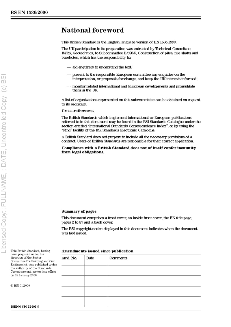 BS EN 1536 2000 ution of special geotechnical work. Bored piles.pdf_第2页