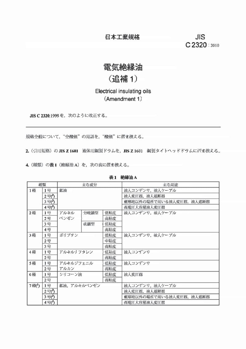 JIS C2320-2010 电器绝缘油(修改件1).pdf_第2页