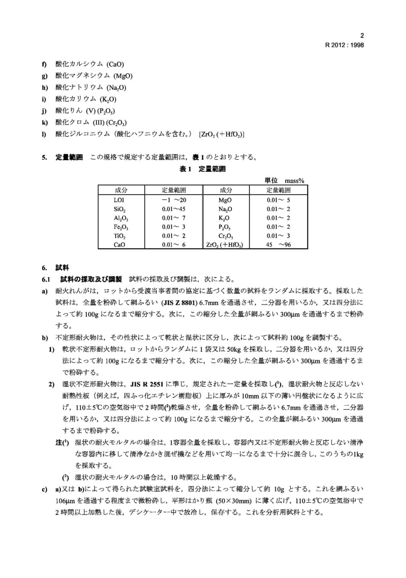 JIS R2012-1998 Methods for chemical analysis of refractories containing zircon and-or zirconia1.pdf_第2页