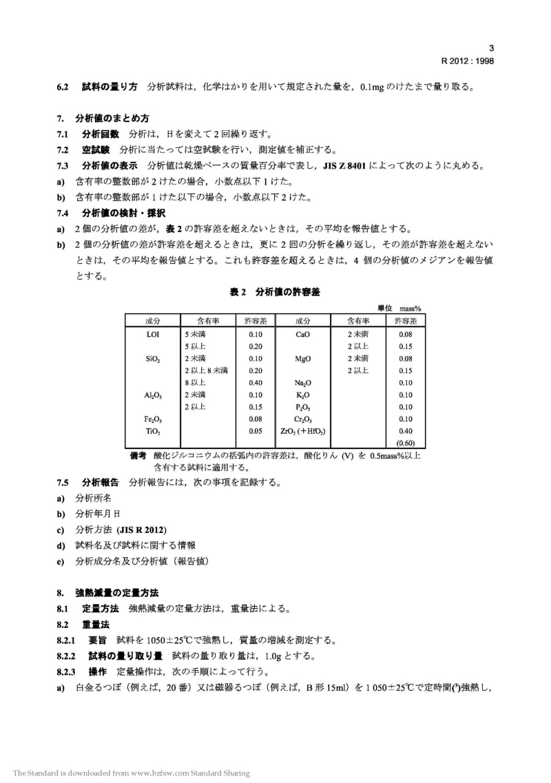 JIS R2012-1998 Methods for chemical analysis of refractories containing zircon and-or zirconia1.pdf_第3页