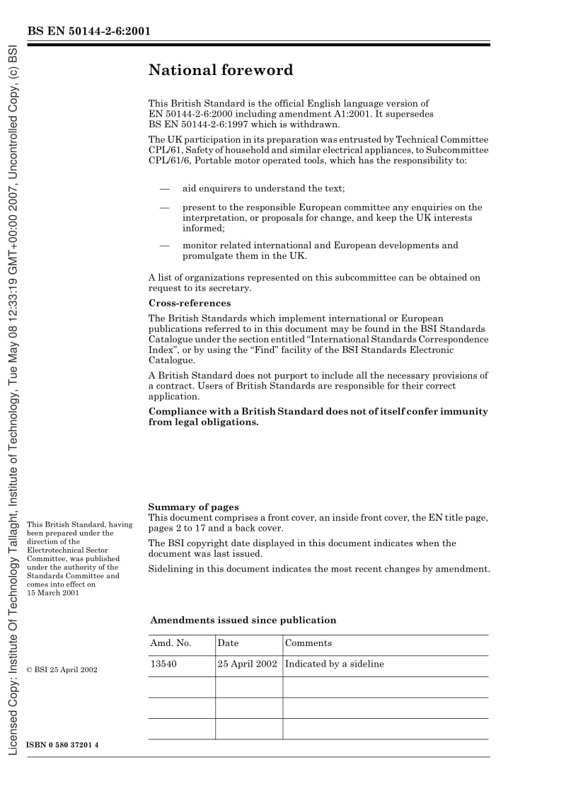 BS EN 50144-2-6-2001 手持电动工具的安全性.第2-6部分铁锤的特殊要求.pdf_第2页