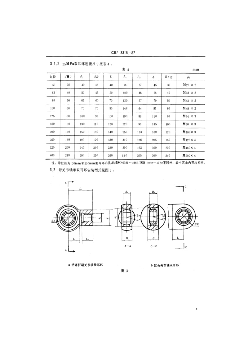 CB-T 3318-2001 船用双作用液压缸基本参数与安装连接尺寸.pdf.pdf_第3页