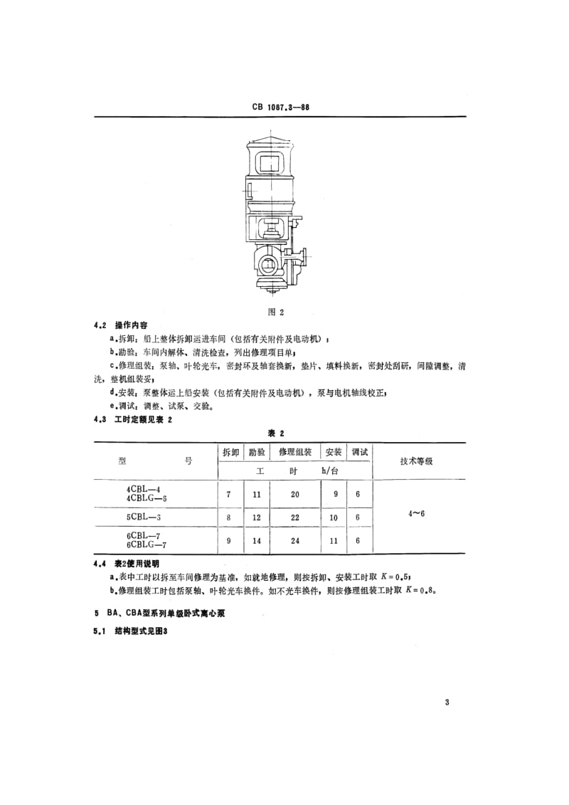 CB 1087.3-88 船舶轮机钳工修理工时定额 机舱辅机.pdf.pdf_第3页