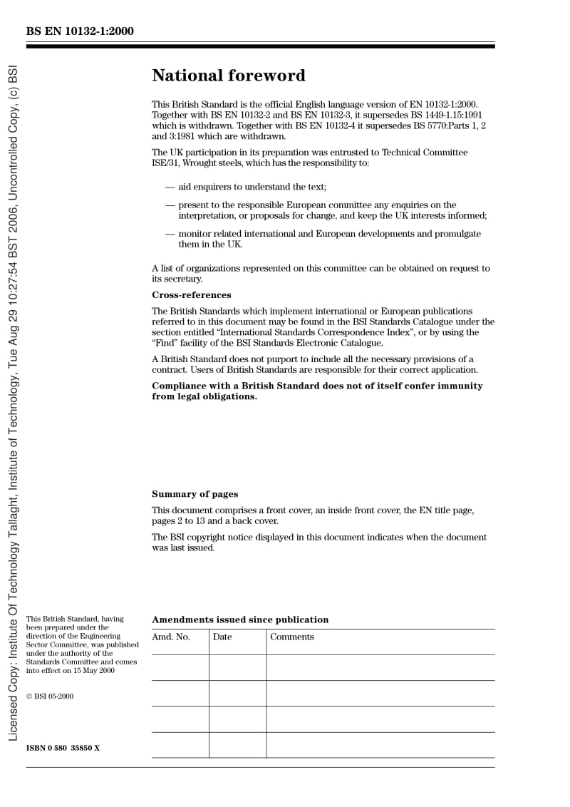 BS EN 10132-1-2000 Cold rolled narrow steel strip for heat treatment. Technical delivery conditions.pdf_第2页