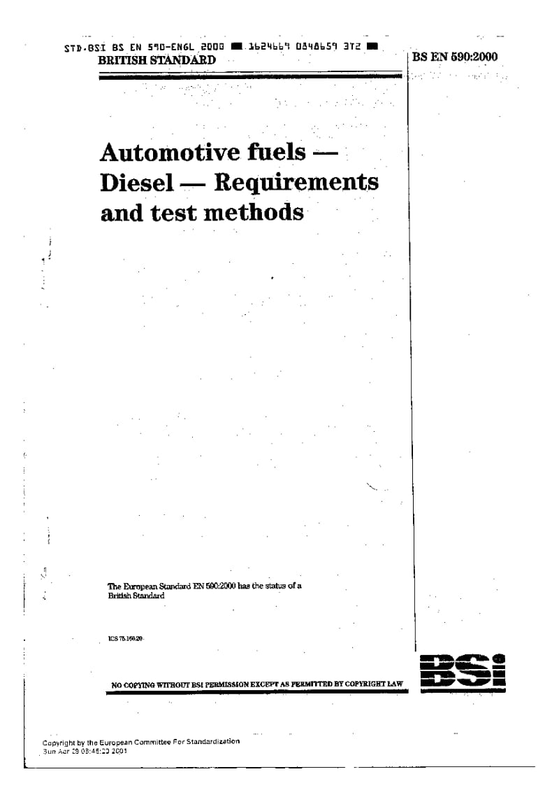 BS EN 590-2000 机动车燃料 柴油 要求和试验方法1.pdf_第1页