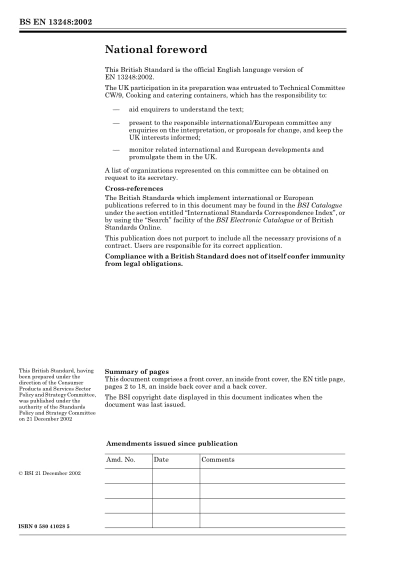 BS EN 13248-2002 Cookware - Coffee makers for domestic use with an independent heat source - Definitions, requirements and test methods.pdf_第2页