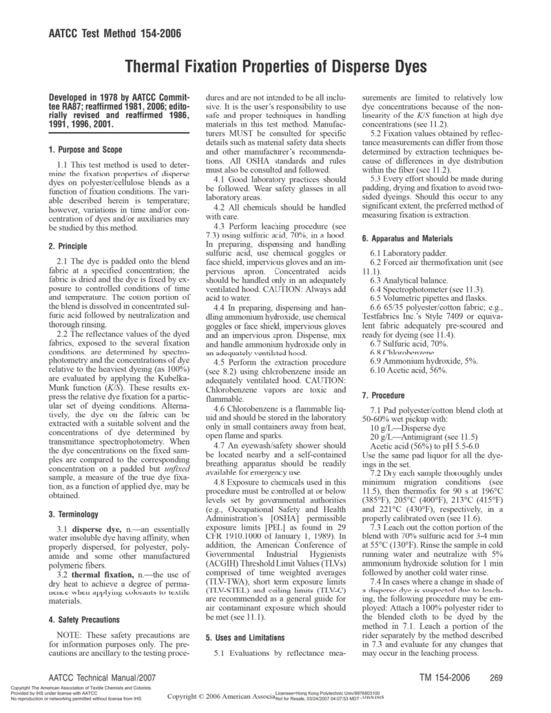 AATCC 154-2006 分散染料的热固性.pdf_第1页