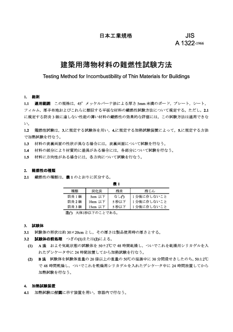 JIS A1322-1966 建筑用细薄材料的不燃性试验方法.pdf.pdf_第1页