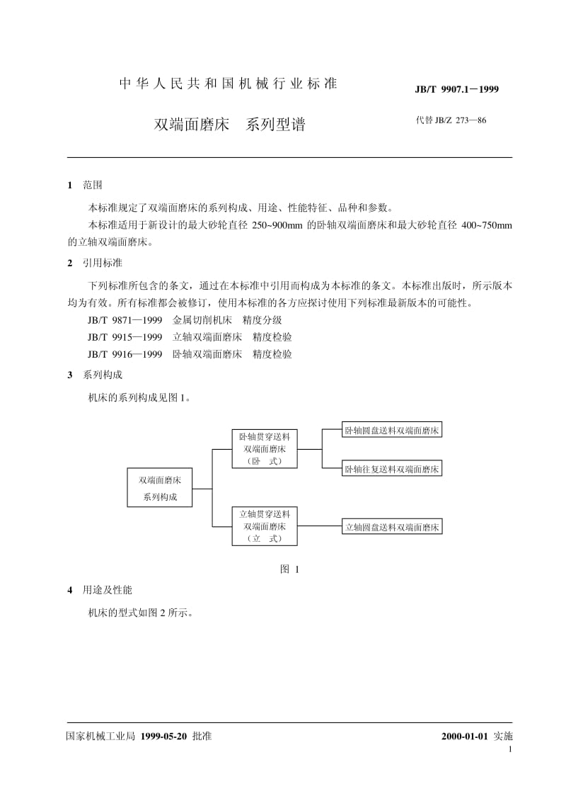 JB-T 9907.1-1999 双端面磨床 系列型谱.pdf.pdf_第3页