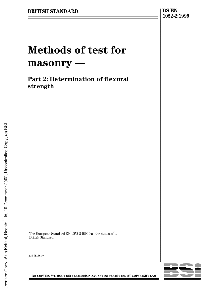 BS EN 1052-2-1999 Methods of test for masonry - Part 2.pdf_第1页