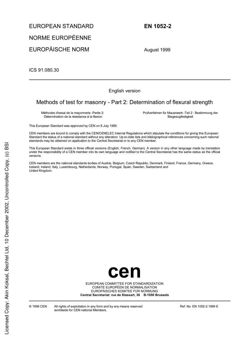 BS EN 1052-2-1999 Methods of test for masonry - Part 2.pdf_第3页