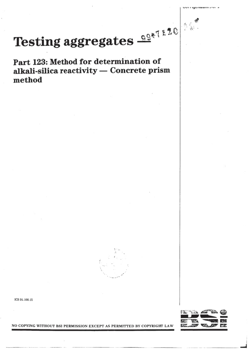 BS 812-123-1999 Testing aggregates. Method for determination of alkali-silica reactivity. Concrete prism method1.pdf_第1页