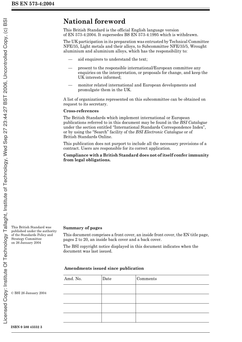 BS EN 573-4-2004 Aluminium and aluminium alloys — Chemical composition and form of wrought products — Part 4 Forms of products.pdf_第2页