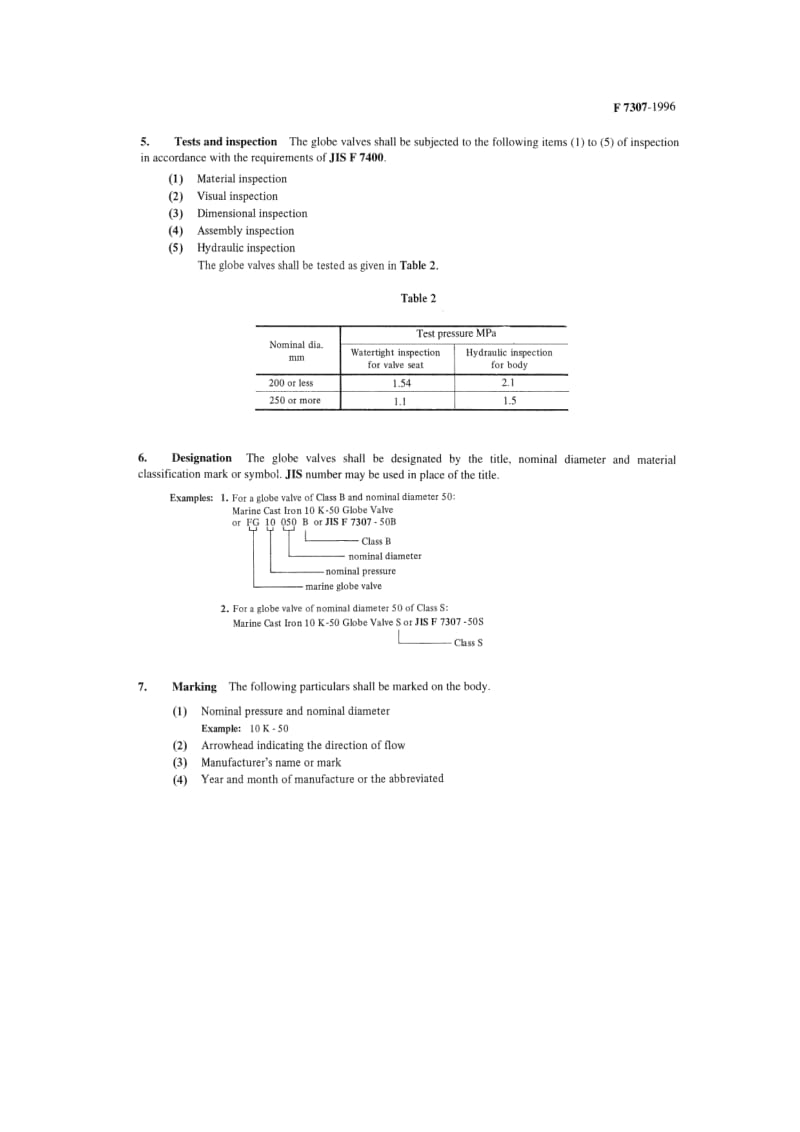 JIS F7307-1996 英文版 造船.铸铁10K球阀.pdf_第2页