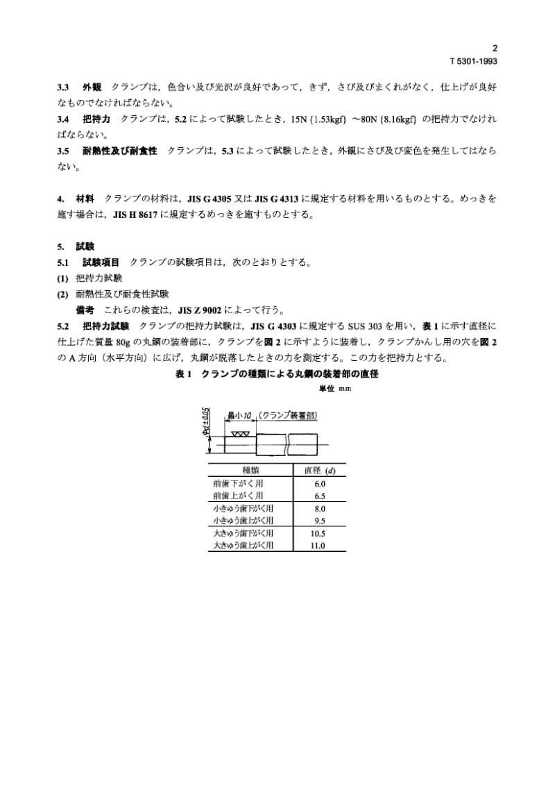 JIS T5301-1993 牙科用密封橡胶夹件.pdf.pdf_第2页