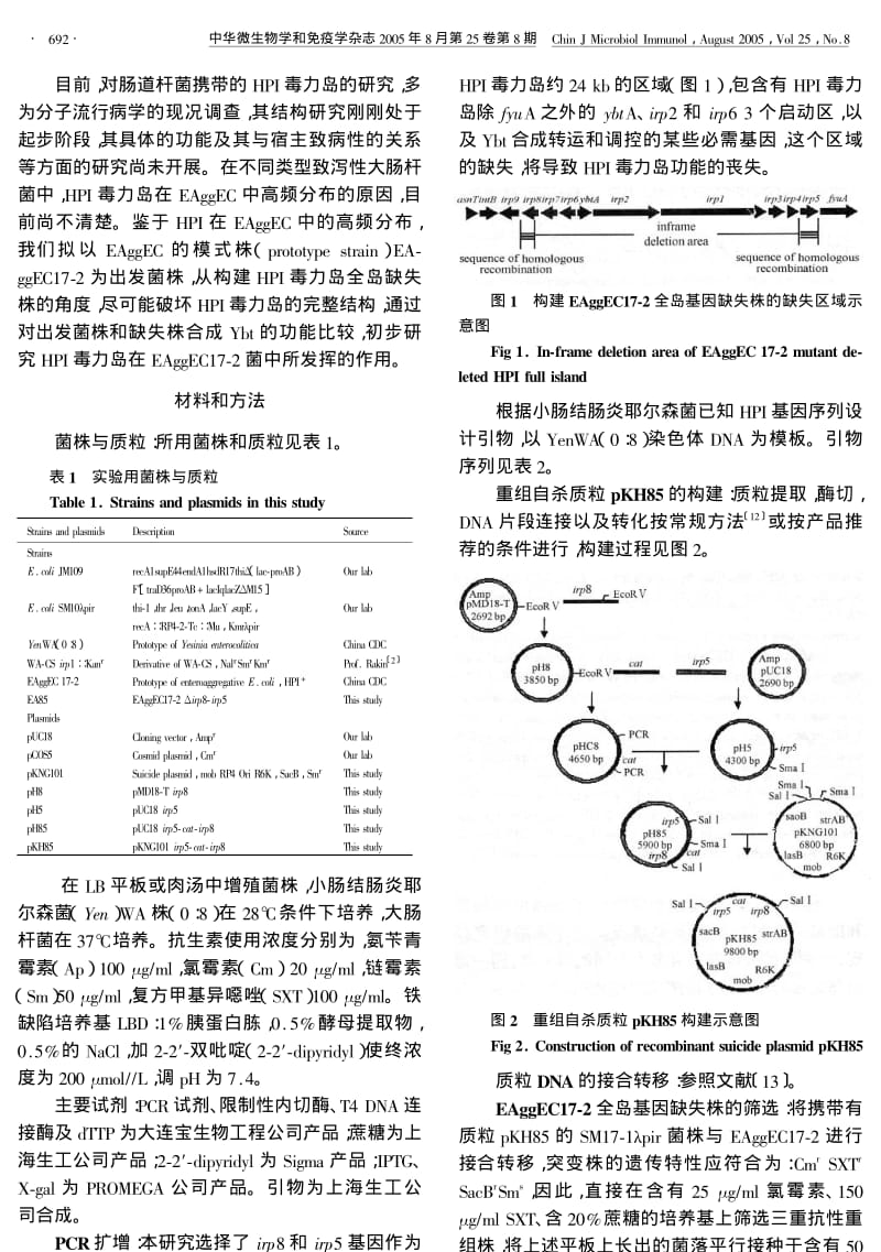 HPI毒力岛缺失的EAGGEC172突变菌株的构建及其功能研究.pdf_第2页