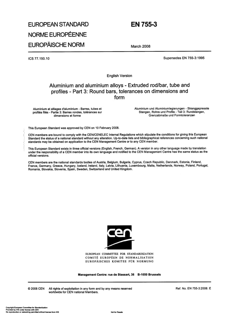 BS EN 755-3-2008 Aluminium and aluminium alloys - Extruded rodbar, tube and profiles.pdf_第3页