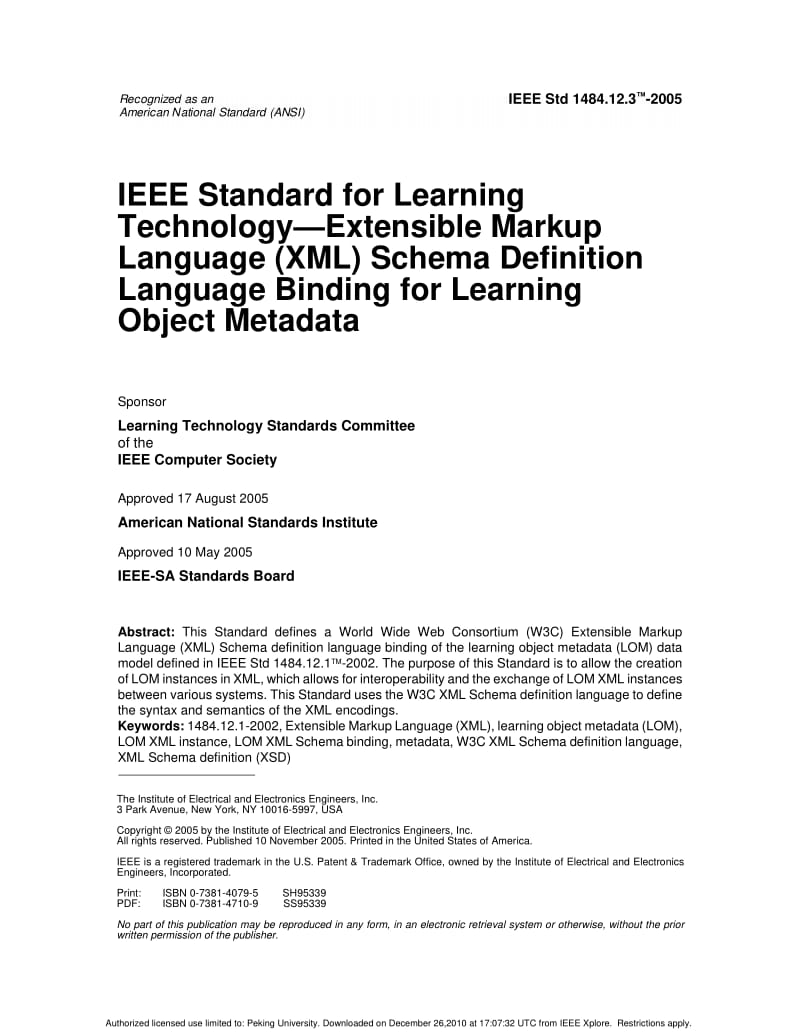 IEEE Std 1484.12.3-2005 IEEE Standard for Learning Technology-Extensible Markup Language (XML) Schema Definition Language Binding for Learning Object Metadata.pdf_第3页