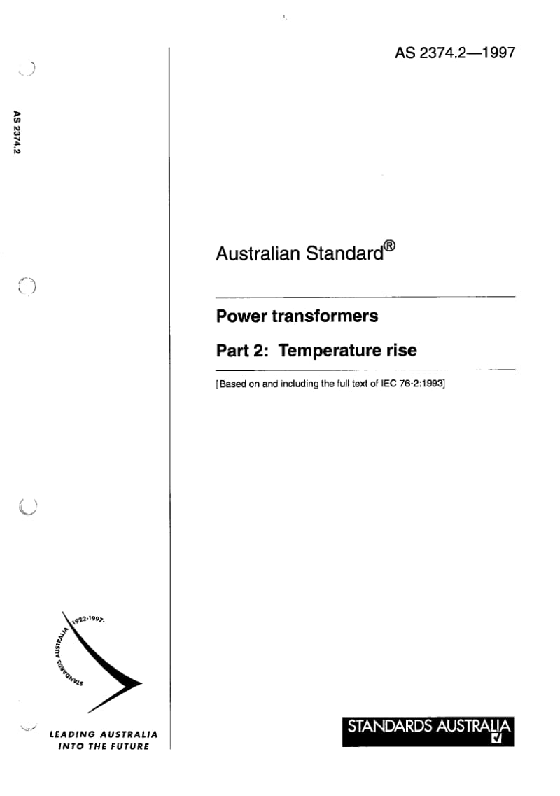 AS 2374-1997 Power transformers Part2 Temperature rise.pdf_第1页