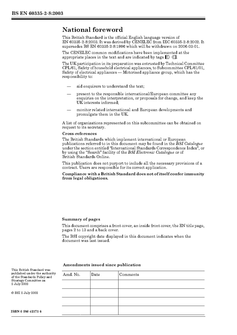 BS EN 60335-2-8-2003 Household and similar electrical appliances — Safety — Part 2-8 Particular requirements for shavers, hair clippers and similar appliances.pdf_第2页