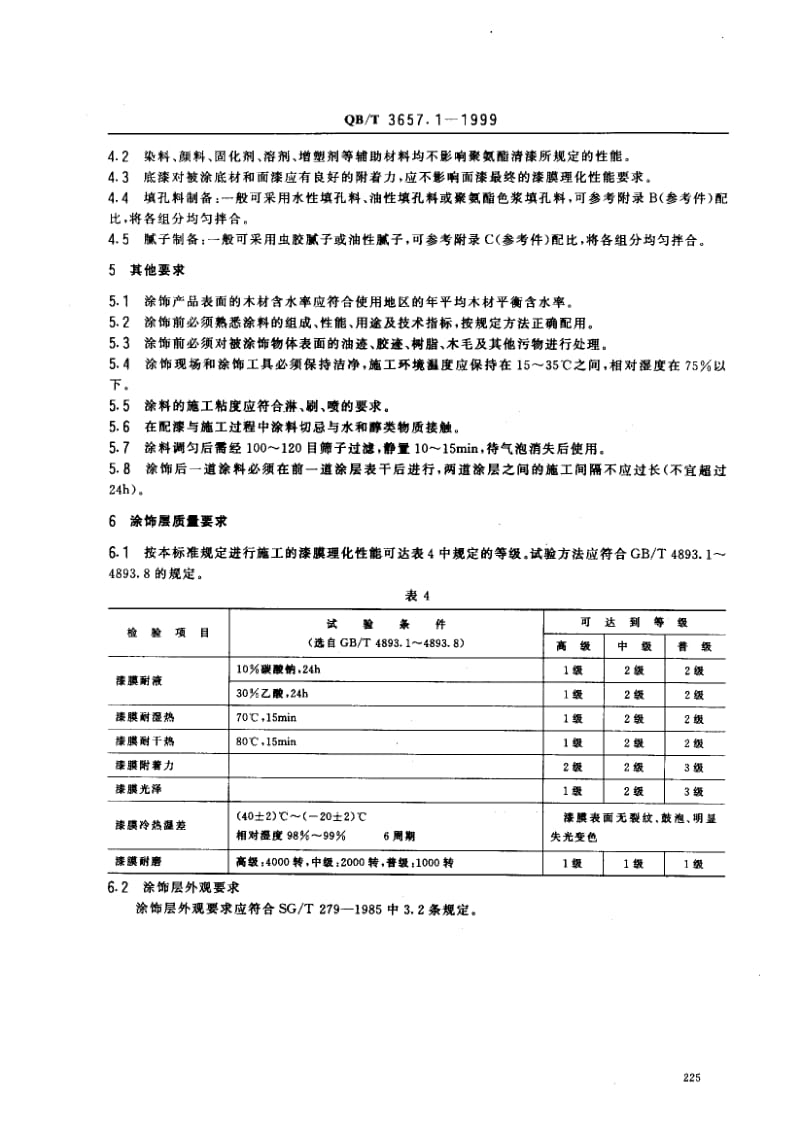 74876 木家具涂饰工艺 聚氨酯清漆涂饰工艺规范 标准 QB T 3657.1-1999.pdf_第3页