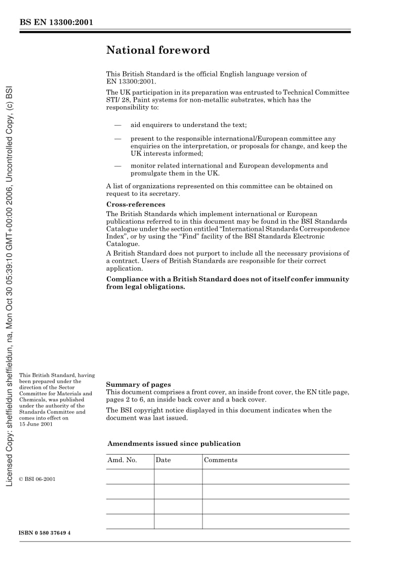 BS EN 13300-2001 Paints and varnishes. Water-borne coating materials and coating systems for interior walls and ceilings. Classification.pdf_第2页