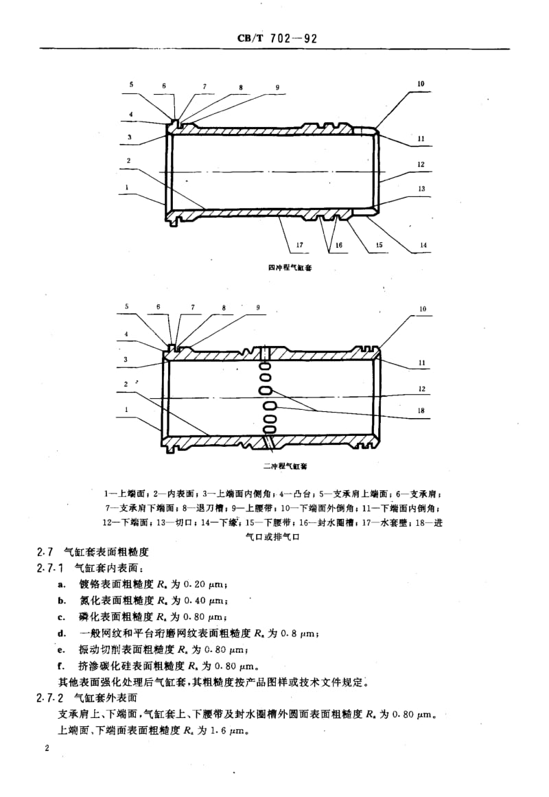 63667船用柴油机铸铁气缸套技术条件 标准 CB T 702-1992.pdf_第3页