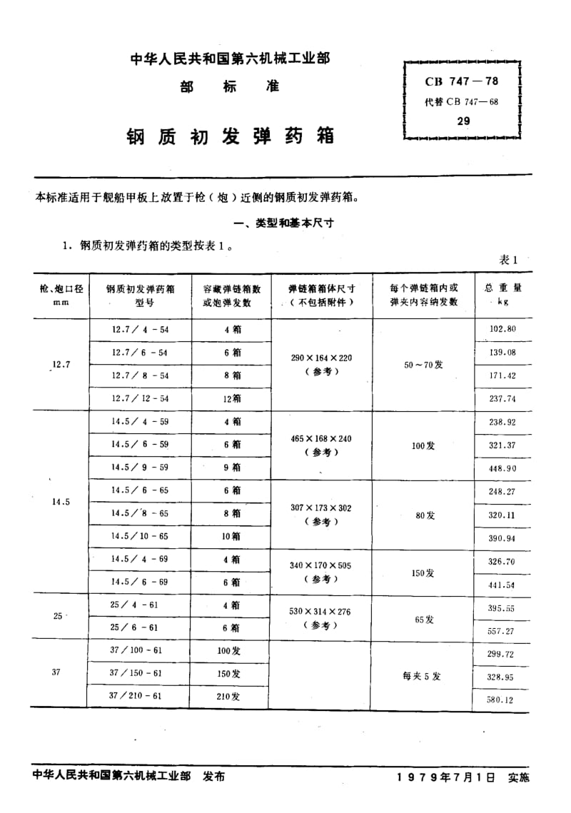 64655钢质初发弹药箱 标准 CB 747-1978.pdf_第2页