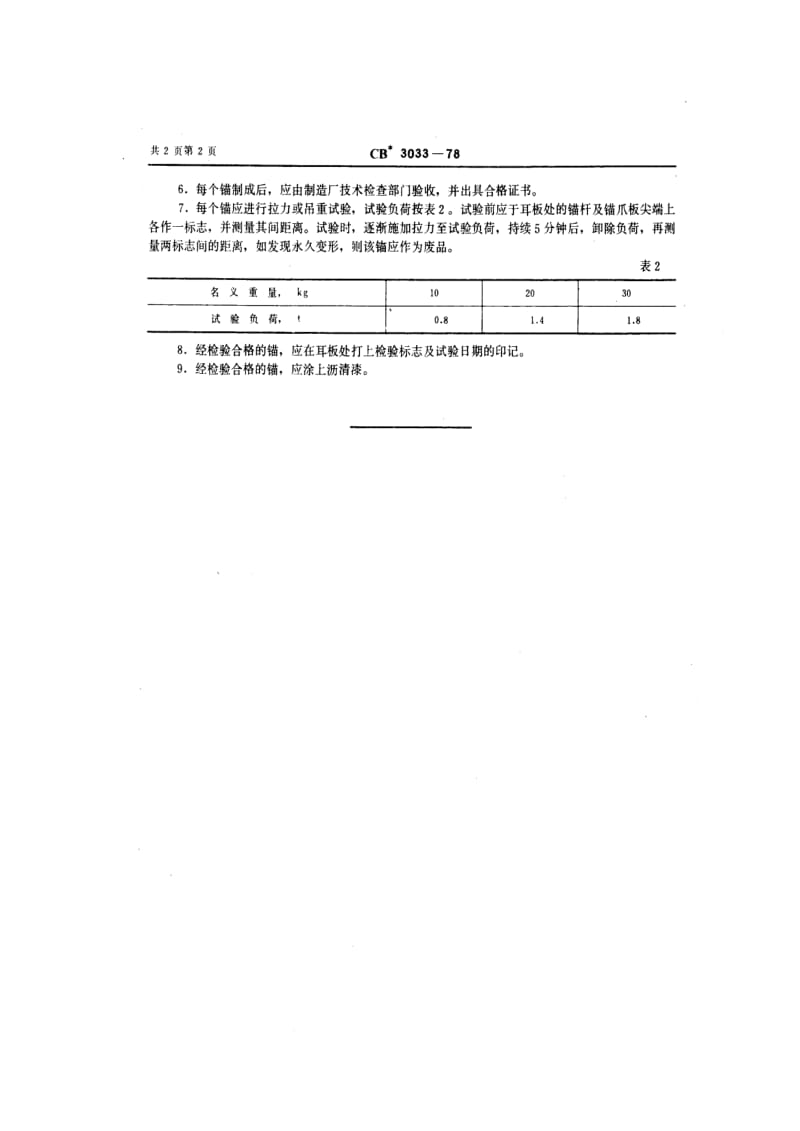 CB船舶标准-CB 3033-78 犁锚.pdf_第2页