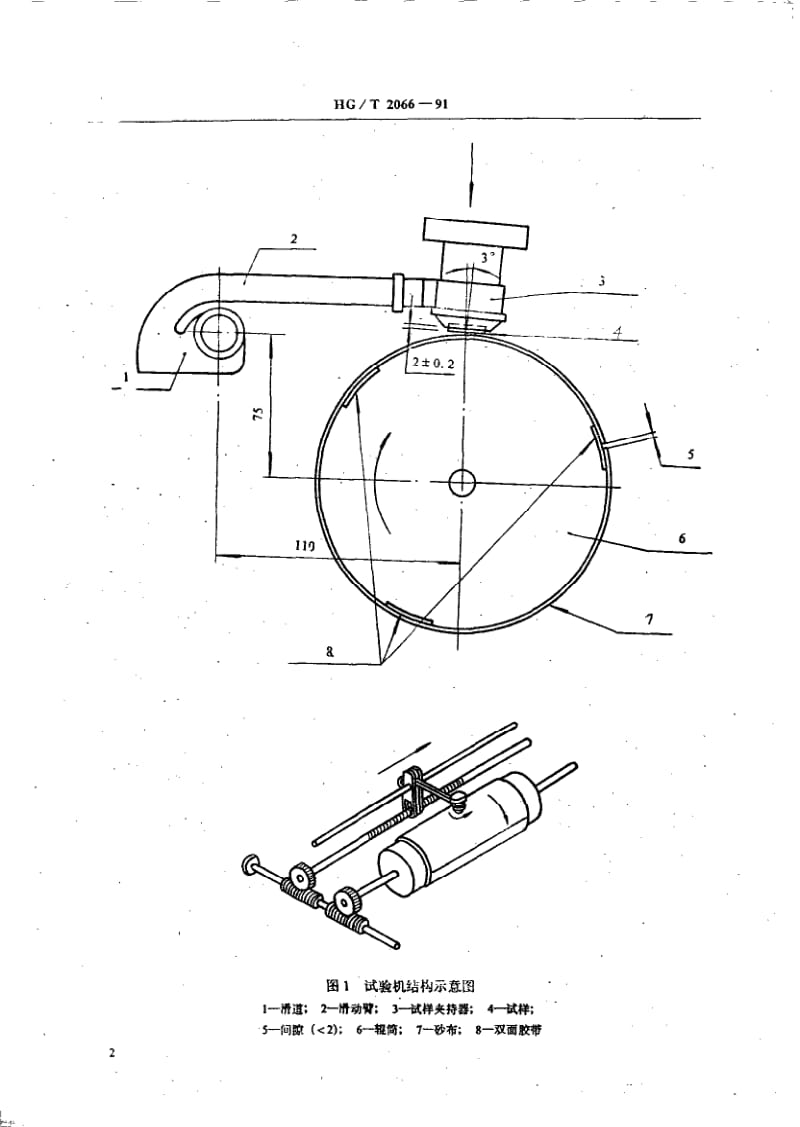 HG-T 2066-1991 旋转辊筒式磨耗机技术条件.pdf.pdf_第3页