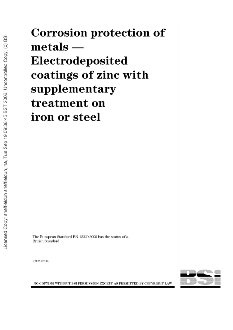 BS EN 12329-2000金属的防腐蚀保护.用在铁和钢上补充处理的锌的电解镀层.pdf_第1页
