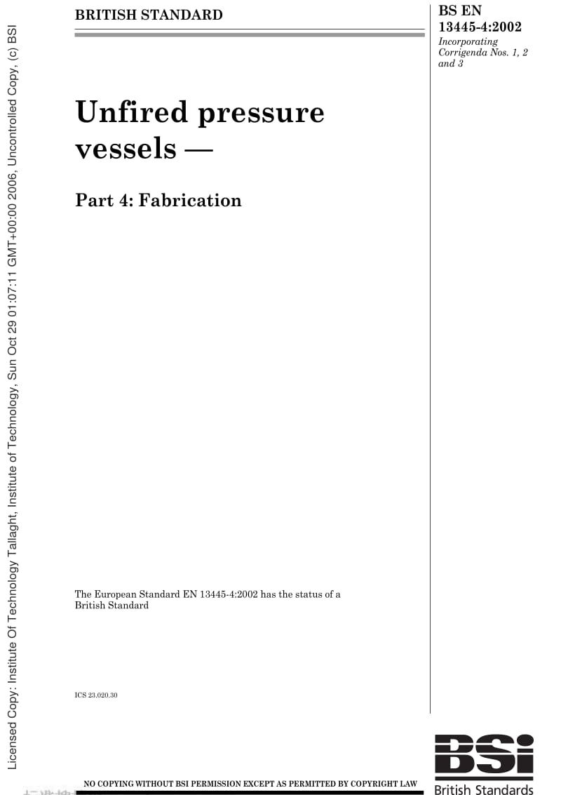 BS EN 13445-4-2002 非燃气式压力容器.第4部分制造1.pdf_第1页