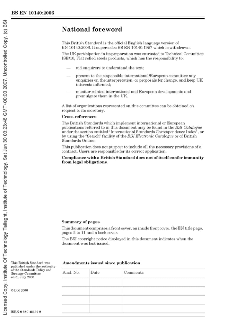 BS EN 10140-2006 Cold rolled narrow steel strip. Tolerances on dimensions and shape1.pdf_第2页