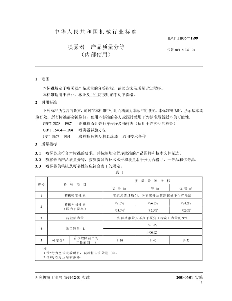 JB-T 51036-1999 喷雾器 产品质量分等.pdf.pdf_第3页