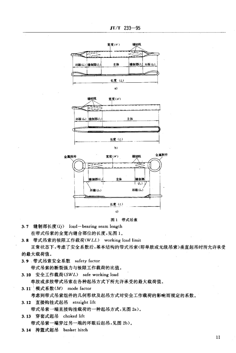 59931港口装卸用带式吊索使用技术条件 标准 JT T 233-1995.pdf_第3页