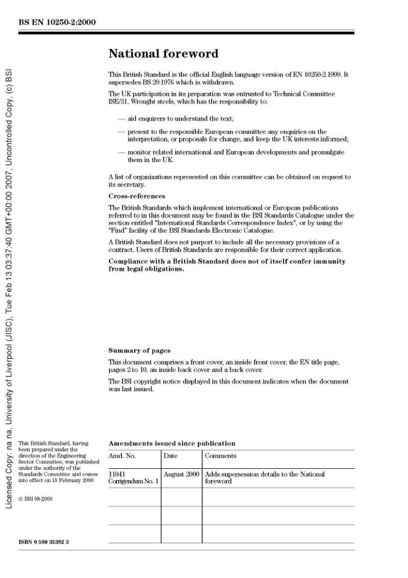 BS EN 10250-2-2000 Open die steel forgings for general engineering purposes D Part 2 Non-alloy quality and special steels.pdf_第2页