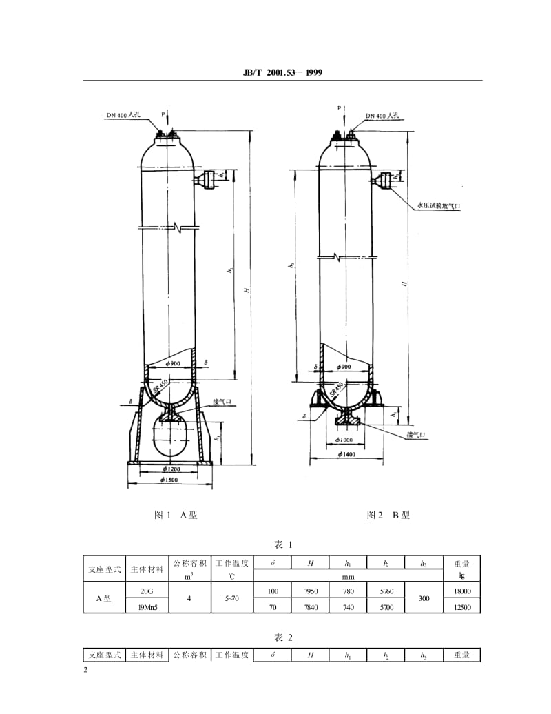 JB-T 2001.53-1999 水系统 泵站用柱形蓄势器气罐（PN=20MPa）.pdf.pdf_第3页