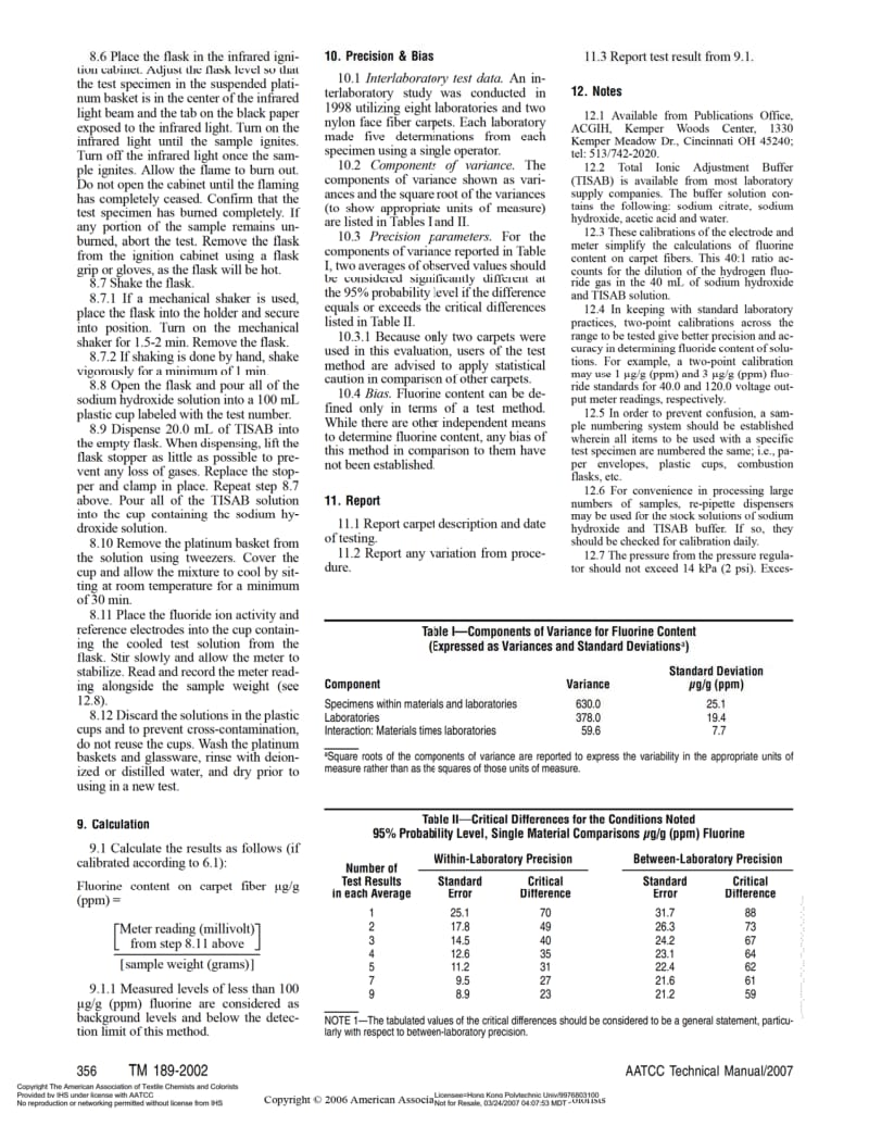 AATCC 189-2002 地毯纤维的含氟量.pdf_第2页