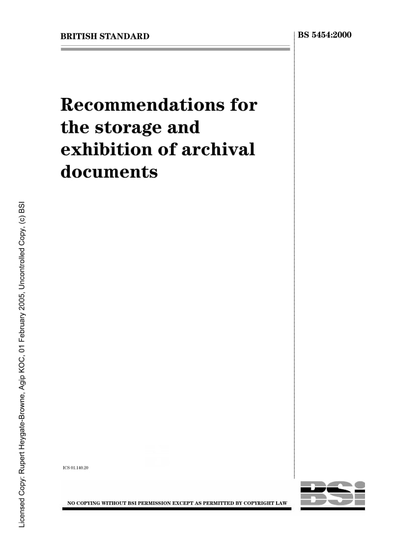 BS 5454-2000 档案文件的保存与展示的推荐标准.pdf_第1页
