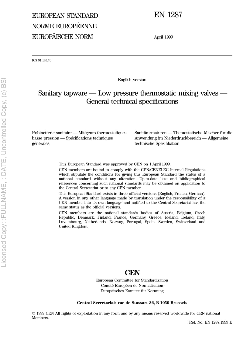 BS EN 1287-1999 Sanitary tapware-low pressure thermostatic mixing valves-General thchnical specifications.pdf_第3页